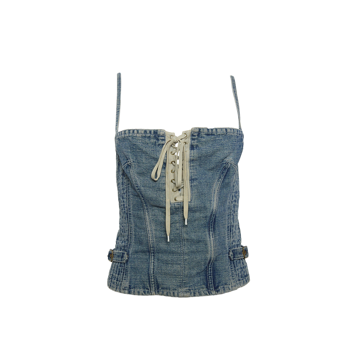 LACEUP DENIM BUSTIER