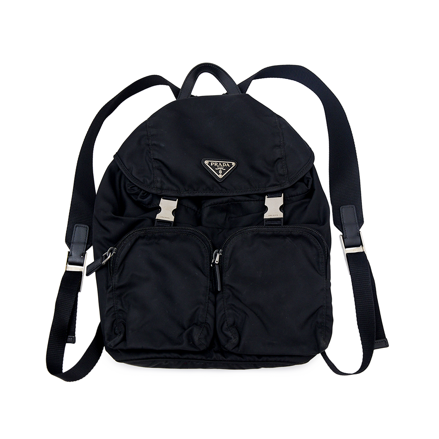 BLACK NYLON SMALL BACKPACK