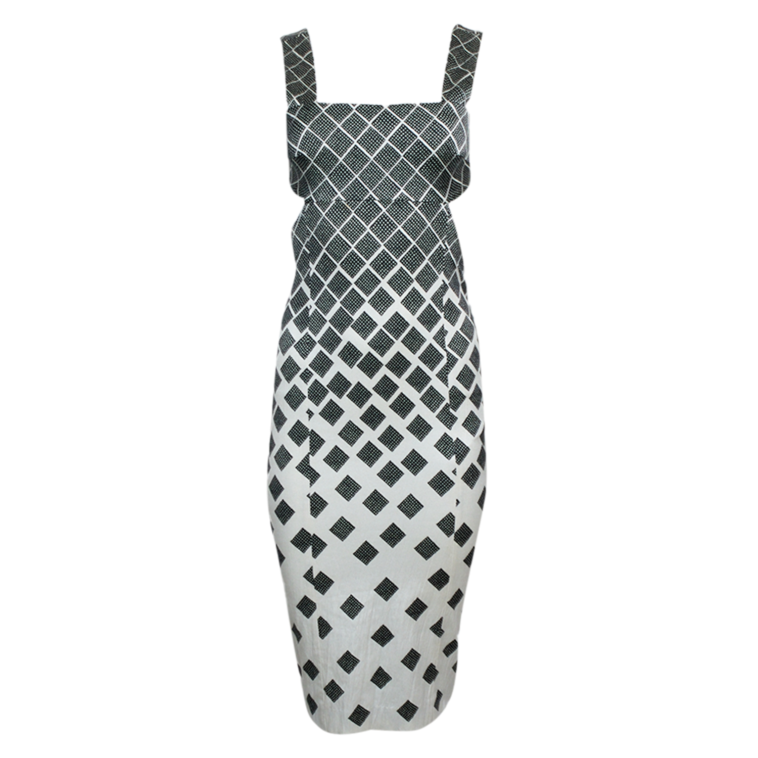 DOTTED CHECKERED OPEN BACK BODYCON DRESS (NWT)