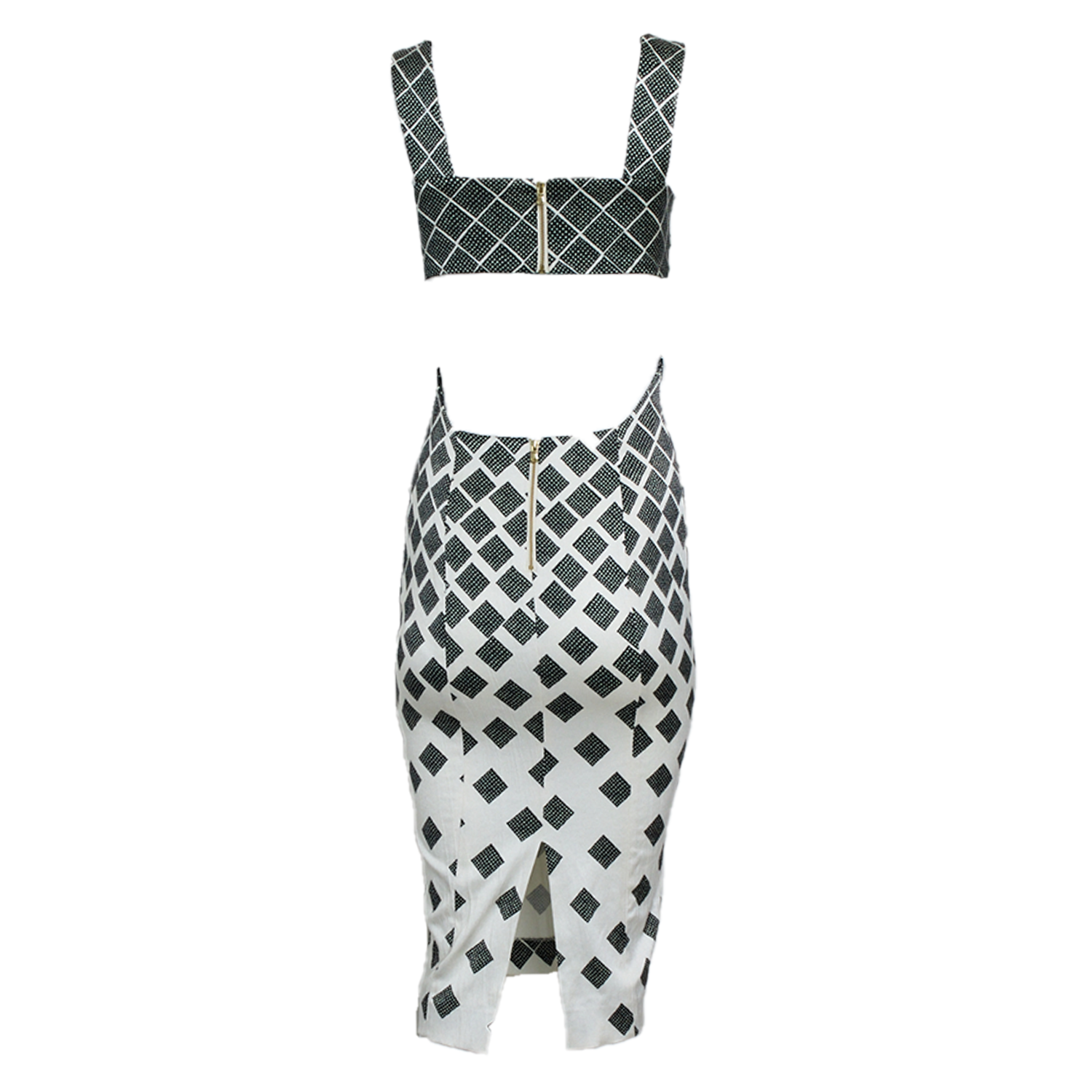 DOTTED CHECKERED OPEN BACK BODYCON DRESS (NWT)