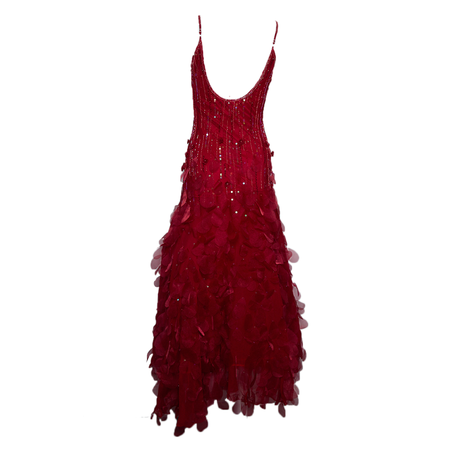 00S SILK RUFFLED BEADED PETAL DRESS